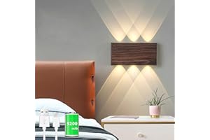 LZGS Go Swing Bands Applique murale avec interrupteur tactile Trois couleurs Intensité variable en continu Sans câblage Installation magnétique Décoration intérieure (Noyer)