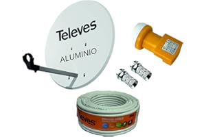 T e C N o V o Z, Kit Antena PARABOLICA para Astra TELEVES 83cm Aluminio + Rollo DE Cable 20 MT + CONECTOES Y LNB