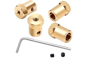 TOPHOMER Vogueing Tool 3.17MM Brass Extended Shaft Hex Coupling Coupler Motor Connector Robot DIY Accessories with Hex Wrench and Screw (Pack of 4)