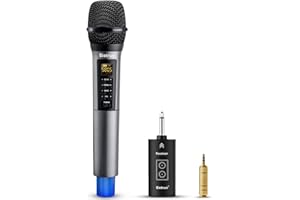 Bietrun Micro sans Fil Professionnel 30M, UHF Micro Karaoke avec Effets Sonores Basse/Echo/Aigu