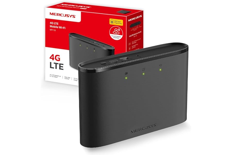 MERCUSYS MT110 Mifi Portable WiFi 4G LTE Router, Fast150 Mbps Speeds, 2200mAh Battery for up to 10 Hours, 4G Router with Sim Slot,Connect up to 10 Devices Simultaneously, App Easy Control