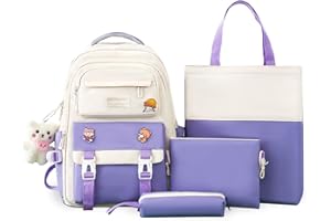 Tanou Mochila escolar para niña, 4 piezas, mochila escolar para niños, mochila escolar y adolescentes, 3 a 7 clases, elegante mochila escolar con bolsa de hombro y estuche para estudiantes