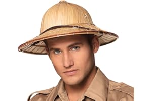 Boland 95464 -Casque tropical en paille, chapeau safari, couvre-chef pour costumes de carnaval, accessoire pour costume, carnaval ou fête à thème, Beige