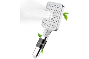 Rainsworth Duschkopf Wassersparend 3 Strahlarten, Duschbrause Gross Eckig Handbrause Druckerhöhend mit Ergonomischem Handgriff, Chrom