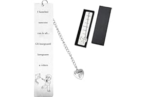 GUDOTRA Segnalibri Maestre Regalo Maestre Fine Anno Scolastico in Metallo Idea Regalo Maestre Natale Segnalibri per Maestra Idea Regalo Maestre Fine Anno (Modello 1)