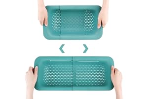 HDKAJL Colador de Fregadero Extensible,Escurridor Plegable de Fregadero, de Extraíble Colador Pasta para Escurridor de Verduras,Accesorio para Fregadero de Cocina pour Lavar Verduras y Frutas（Verde)