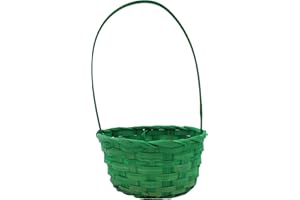 Widdle Gifts Ltd Woven Wicker Easter Basket With Handle - Green 7414
