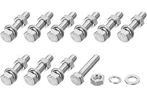 METALLIXITY Hex Head Screws Bolts, Nuts, Flat & Lock Washers Kits (M6-1x30mm) 10 Set, Stainless Steel Fully Threaded Machine Screws Bolt Set - for Home Appliance Equipment