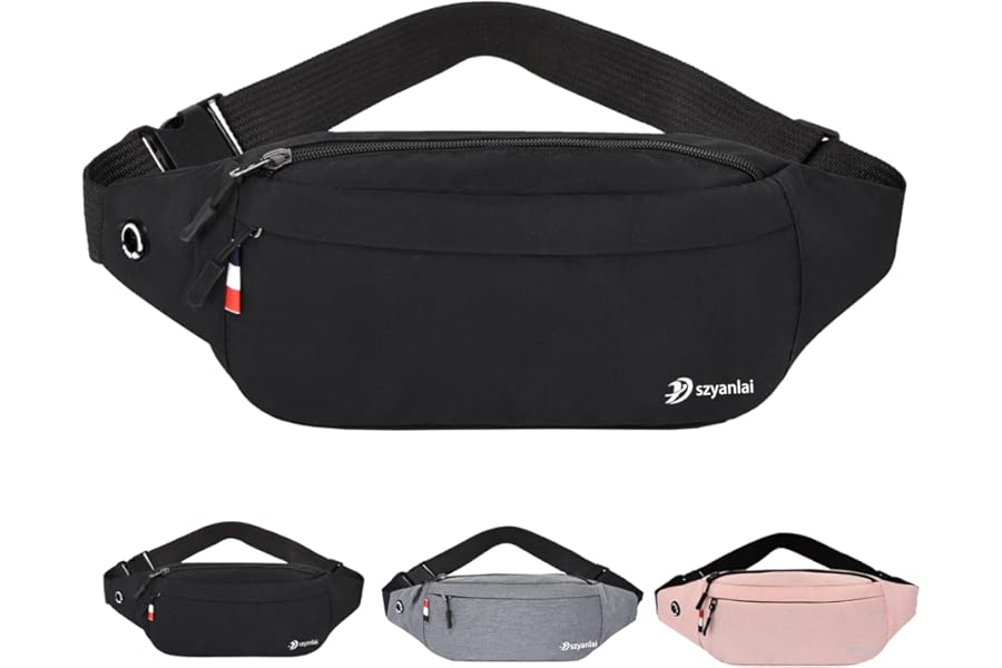 Bum Bag for Ladies Women Men Girls Bumbags Waist Fanny Pack with Headphone Jack and Adjustable Belt for Sport Running Hiking Jogging Gifts for Men Women