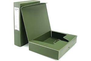 DONGLI Paquete de 2 A4 Caja de Archivo,Cajas de Archivadores de Plástico Con clip,Lomo de 65 mm, para Oficina,Verde