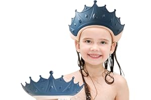FUSACONY Duschhaube Kinder, Baby Sicherer Shampoo Cap, Baby Verstellbarer Shampoo Schutz, Shampoo Schutz für Kinder, Haare waschen ohne Tränen, für 0-9 Jahre Krone (Blau)