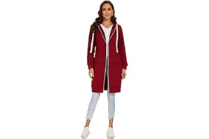 YOSICIL Felpa con Cappuccio Donna Zip Felpa con Cappuccio Donna Felpa con Zip Cappuccio Lungo Caldo Giacca Top Capispalla estesa Calda Invernale Essenziale Nero,S-5XL