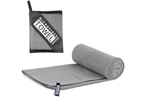MEMOEVER Gym Towel Microfibre Sports Towels, Quick Dry Cooling Towel, Absorbent Workout Sweat Towels for Gym Fitness Yoga Swimming Camping Travel Hiking Beach for Men and Women, Grey