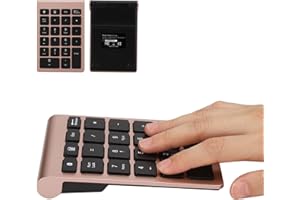 EIMSOAH Pavé Numérique sans Fil 22 Touches, Mini Clavier sans Fil Portable 0,25 MA 3 V, avec BT 5.0, pour Ordinateur de Bureau et Ordinateur Portable (Or Rose)