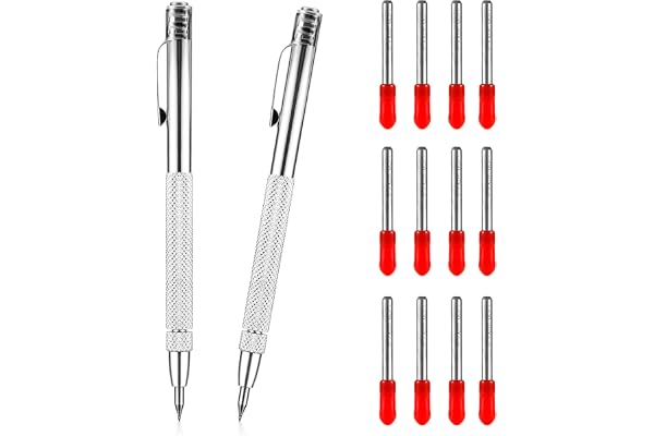 2st Tungsten Carbide Scriber, Carbide Scriber Penna med Magnet Scribe Tool med Extra 12 Ersättnings Röd Hatt-Märkningsspets för Glas/Metallplåt