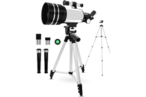 UYOTBKEUB Space Astronomical Telescope, 70mm Aperture 300mm(F/5.7) Focal Length Refractor Telescopes with Adjustable Tripod for Kids, Educational and Learning Toys for Astronomy Beginners