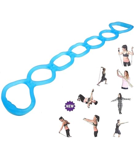 Trainingsbanden, 7 ringen, verstelbare weerstandsbanden voor bovenlichaam, thuistraining, wandelen, oefenbanden, fitnessprogramma, oefenband, stretchband voor herstel, 73 x 7 cm (donkerblauw rood