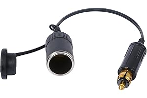 YACSEJAO Adattatore da Hella (Din) a standard per accendisigari - Prolunga cavo, presa adattatore per accendisigari maschio europeo Din Plug 12V 24V per moto e camion