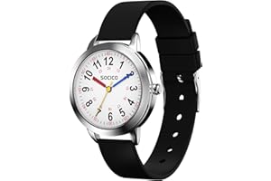 SOCICO Montre Enfant Apprentissage pour Garçons Filles,3ATM/30M Étanche Montre Aiguille pour Éducative de l'heure,Cadeau
