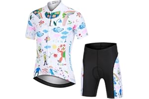 Amur Leopard Set da Ciclismo Bambino Maglia a Maniche Corte e Pantaloncini con Seduta Imbottita Completo da Ciclismo Bambini Ragazze