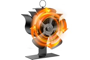 DEECOZY Ventilateur de poêle à bois, ventilateur à 5 lames, ventilateur silencieux pour poêle à bois, ventilateur de poêle à bois pour poêle à bois/poêle à bûches/ventilateur de cheminée/efficacité