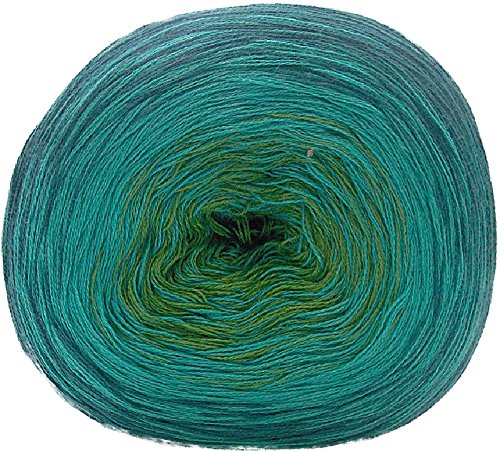 Rellana Regenbogen Bobbel – 200 g Farbverlaufswolle ideal für Tücher 13 petrol-türkis-grün - 2