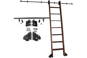 DTDMY Rolling Ladder Hardware Library Sliding Ladder Hardware Kit 3.3ft-20ft Round Track/Rail(No Ladder) Mobile Ladder Track, with Floor Roller Wheels (Size : 6.6ft/200cm Track Kit)