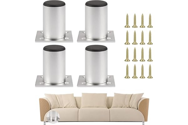 Möbelfötter 6 cm, 4 stycken skåpfötter silver, 1–10 mm justerbara möbelfötter
