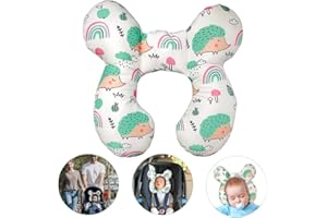 GUDONG Bébé Voyage Oreiller Poussette Siège De Voiture Doux Tête Et Cou Soutien Oreiller Bébé Voyage Cou Oreiller pour Les Nourrissons 0-1 Ans (hérisson vert)