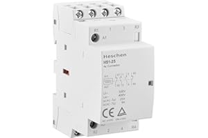 Heschen Contacteur ca domestique, HS1-25, 4 pôles 2NO 2NC, AC 220V / 240V tension de bobine, 35mm montage sur Rail DIN