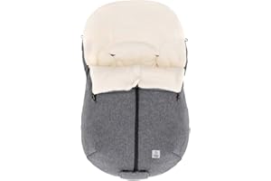 babycab Winter-Fußsack Naryn für Tragewanne, Babyschale melange hellgrau - 75(L) x 48(B) cm - Gurtschlitze und Rundum-Gummizug - abnehmbare Beindecke - wind- und nässeabweisend - Coralfleece
