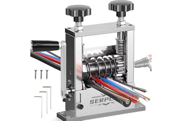 Serplex 6-IN-1 Manual Wire Stripper Machine Drill-Operated Wire Stripper Tool with Hand Crank 3-17mm Dia Cable, Manual Wire Stripping Machine with 6 Tracks & 5 Carbide Blade, for Wire Stripping