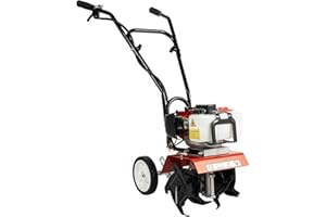 RIBASUBB 1.9KW Benzin Motorhacke, 52cc Mini-Grubber Benzinmotor Kultivator Aufreißer Gartenhacke Einzelzylinder, zum Boden umgraben und lockern, Gartenfräse Benzin, (35cm Breite, 3-10cm Tiefe)