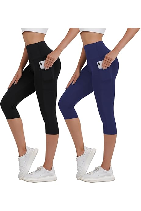 2 Leggings Sportivi Donna Vita Alta Con Tasche - Opachi Per Palestra, Yoga E Allenamento - Foto 8