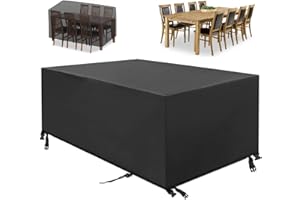 HOLEILUCK Funda Mueble De Jardin 240x80x75cm /LxWxH Funda Muebles Exterior Impermeable/Funda Mesa Exterior Anti-UV Resitente Al Polvo Cubierta Impermeable para Cubos De Mueble De Patio Negro