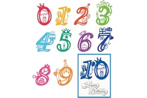 DELORIGIN 2 Sets 10pcs 0~9 Birthday Numbers Cutting Dies Card Borders Stitch Die Cut Sewing Carbon Steel Die Cuts Stencils Card Scrapbooking Embossing Template Dies for Craft Card Albums Gift Decor