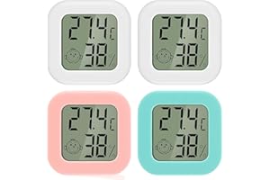 PAIRIER Mini Igrometro Termometro Digitale LCD grande da,4 Pezzi Termometro Ambiente Interno per Casa, Camera da Letto, Baby Room, Ufficio, Serra, Cantina