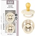 BIBS Colour Studio Soother 2-Pack, BPA Free Dummy Pacifier, Round Nipple. Natural Rubber Latex, Made in Denmark, Size 1 (0-6 Months), Pin Ivory Steel Blue