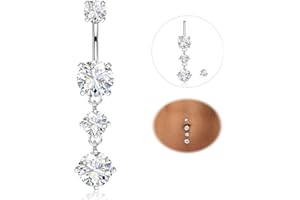 YADOCA 14G Piercing Ombelico Titanio Argento/Oro CZ Cuore Farfalla Lacrima Pendenti Ombelico Piercing Gioielli