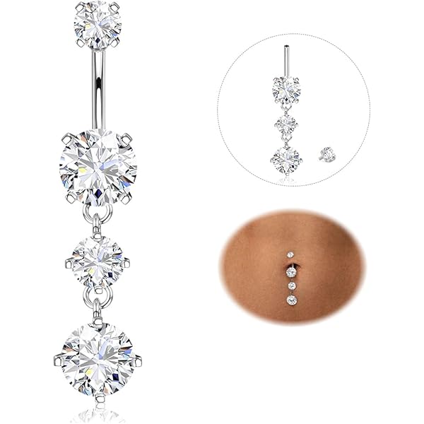 3 Piercing Ombelico In Acciaio Chirurgico - Design Elegante, Ipoallergenico, Per Donne E Ragazze, Regalo Per Occasioni Speciali - Foto 11