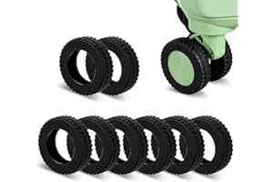 Wanmu 8 Pcs Luggage Wheels Covers, Anti-Noise Silicone Wheel Protective Covers for 2-2.4'' Spinner Wheel, Wear-Resistant Travel Carry On Luggage Suitcases Wheels Protector (Black)