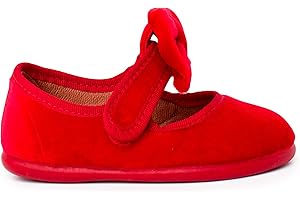 Pisamonas Scarpe Bambina in Velluto con Cinturino da Cravatta