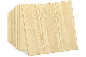 Snewvie 3D Wall Panels Waterproof Self-Adhesive Original Wood Panels for Walls Wall Sticker Soft Foam Panels 35 * 35cm Original Wood Grain Panelling Ceiling Tiles,10PCS