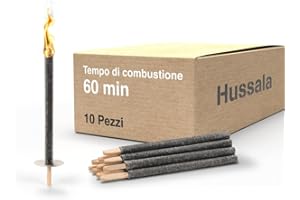 Hussala Diamond Fiaccole di Cera Durata accensione : 60 min [10 Pezzi]