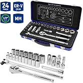 WORKPRO WP202564 1/2'&rsquo; Cr-V 24 Par&ccedil;a Metrik Ağır Hizmet Lokma Takımı