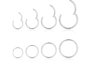 jagosen 18G Piercing Nariz Aros Septum Acero Noxidable Quirurgico 8Piezas Cartílago Pendientes De Aro Bisagra Anillos Piercing Labio Helix Nariz Negro 8mm/10mm/12mm/14mm