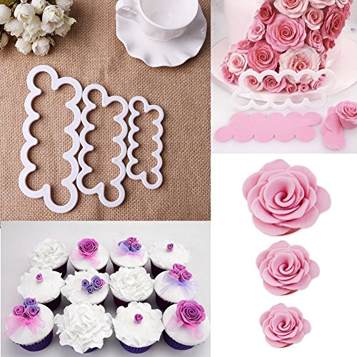 Fondant Ausstecher Rosenausstecher DIY Rosen Ausstecher die einfachsten Rosen Blumenausstecher Tortendeko Marzipan Fondant Torte - 3