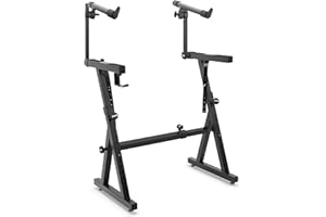 Pyle Support Clavier, Support Piano avec hauteur réglable et inclinaison, Keyboard Stand en Z, Pied Piano-Pliable, pour studio à domicile, Noir