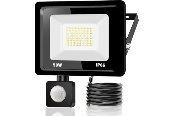 Projecteur LED extérieur avec détecteur de mouvement 50 W, 5000 lm, avec détecteur de mouvement, IP66, blanc froid, 6000 K, projecteur extérieur