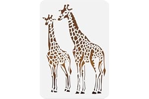 DOODLREAM Giraffe Animal Stencil for Painting A4 Size Reusable Plastic Giraffe Stencils for Painting on Wall Wood Furniture Fabric Canvas, DIY Craft Stencil